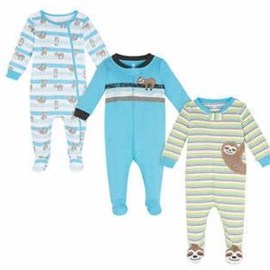 Koala Baby Infant 3-pack Coverall, Sloth      6M Footed